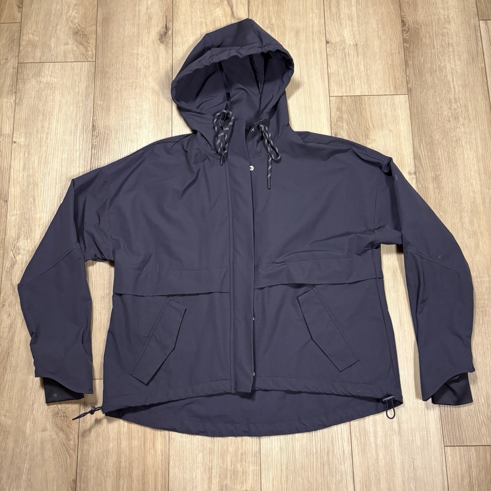 FLX Gray Hooded Water-Resistant Jacket With Adjustable Drawcord Hem & Pockets XS